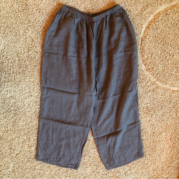 FLAX 100% Linen Pants Lagenlook Earth Tone Gray Grey Casual  Plus Size 1X - Picture 6 of 12